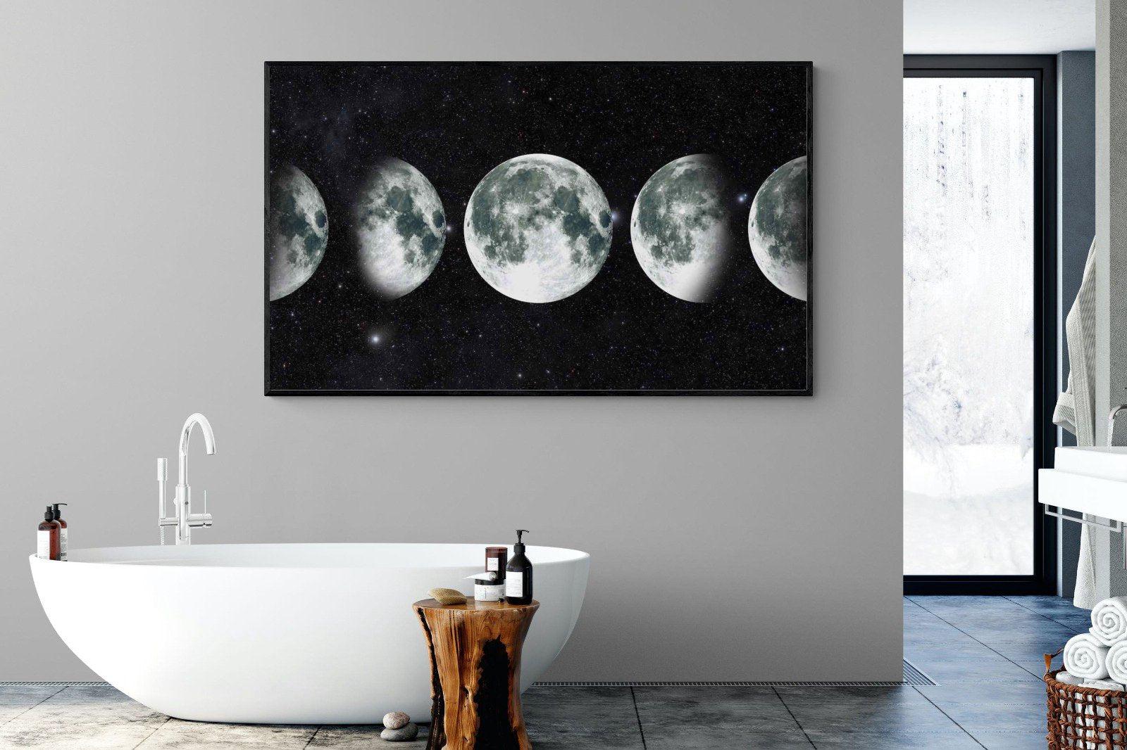 Moon Phases-Wall_Art-180 x 110cm-Mounted Canvas-Black-Pixalot