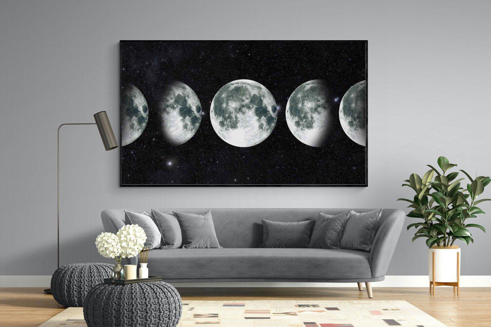 Moon Phases-Wall_Art-220 x 130cm-Mounted Canvas-Black-Pixalot