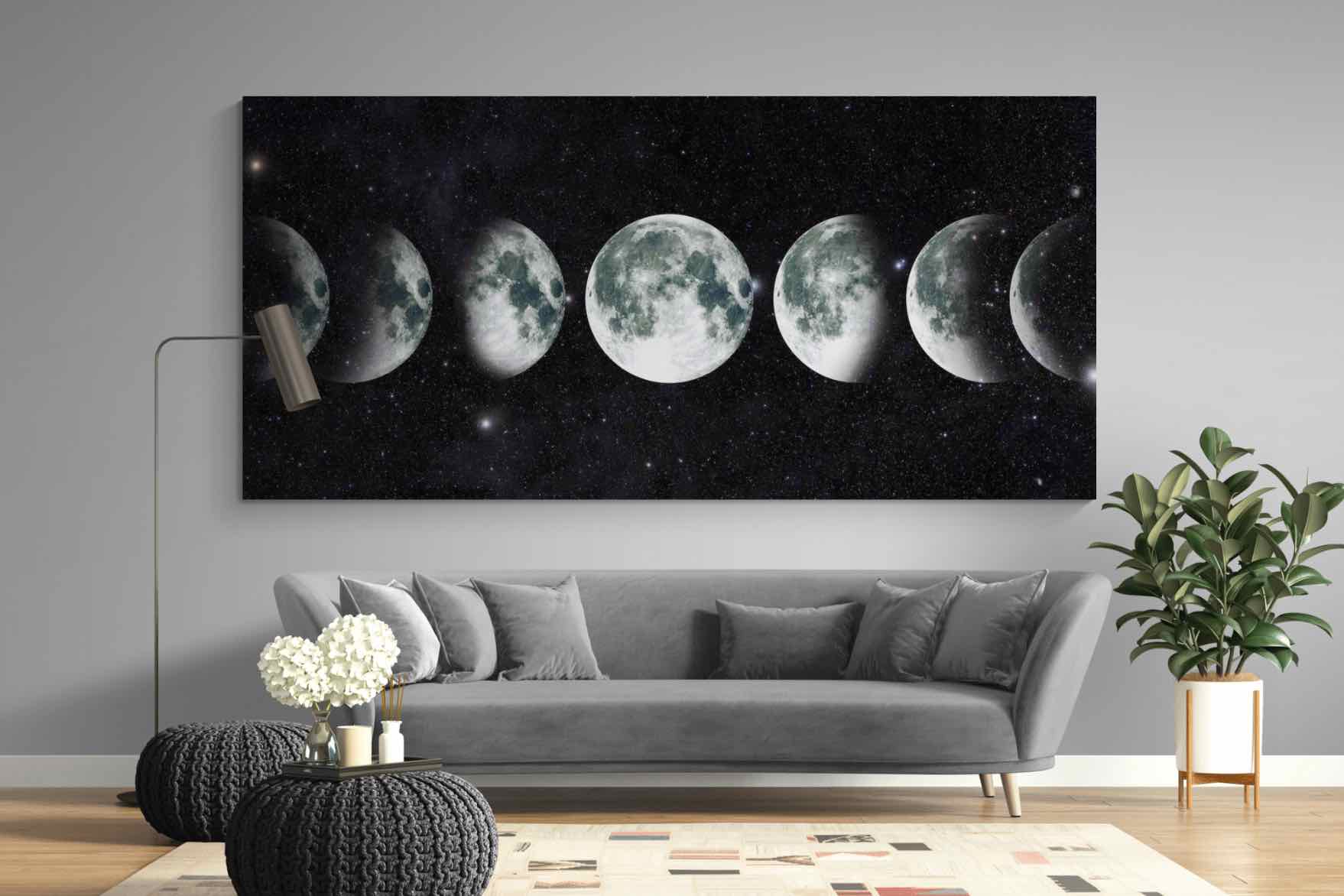 Moon Phases-Wall_Art-275 x 130cm-Mounted Canvas-No Frame-Pixalot