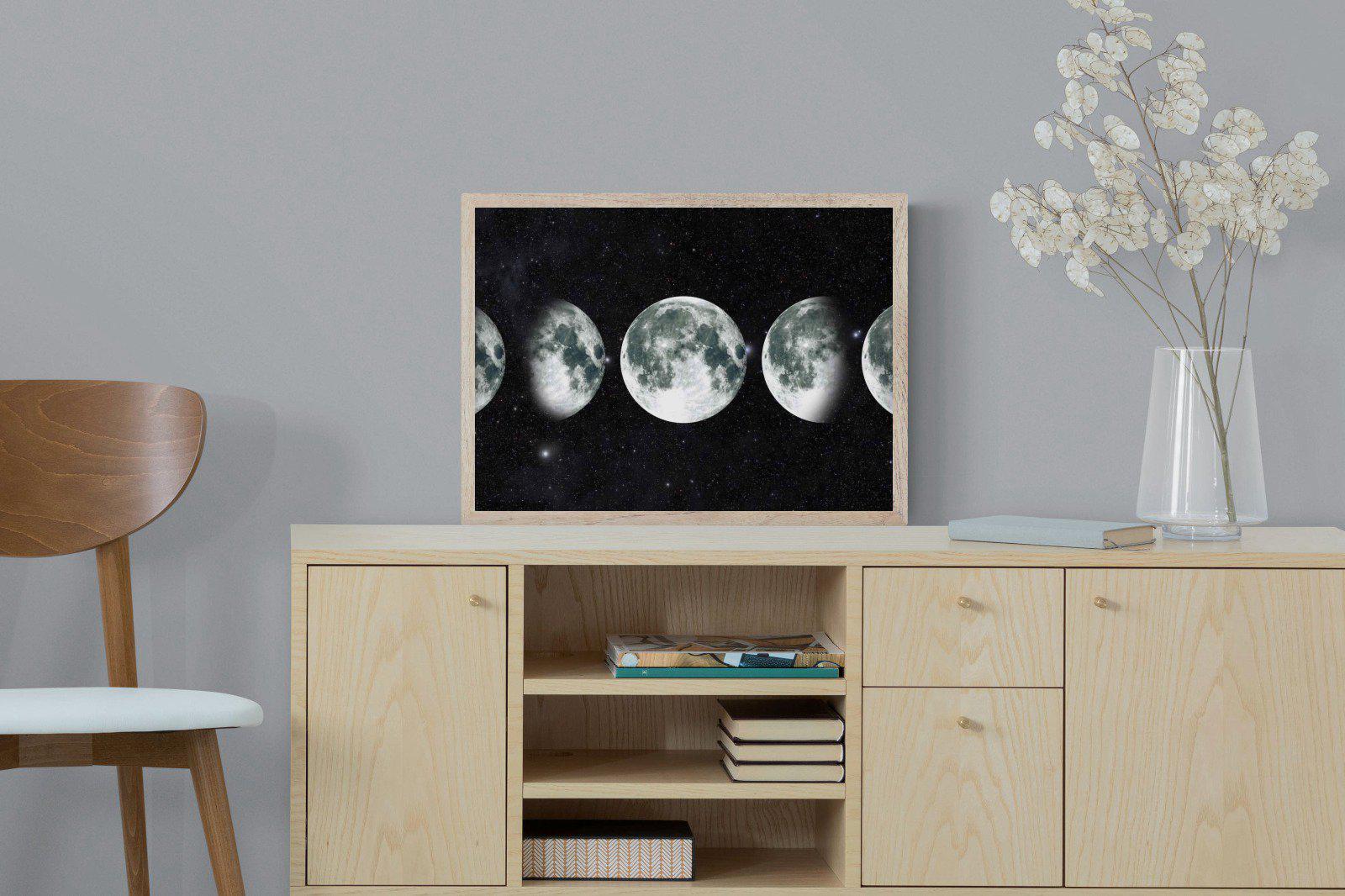 Moon Phases-Wall_Art-60 x 45cm-Mounted Canvas-Wood-Pixalot