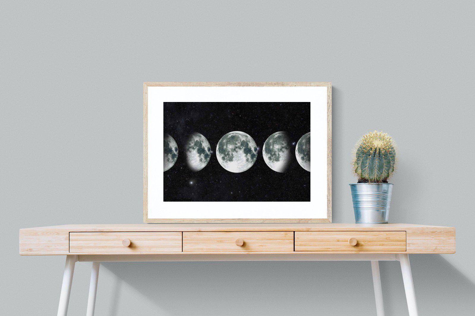 Moon Phases-Wall_Art-80 x 60cm-Framed Print-Wood-Pixalot