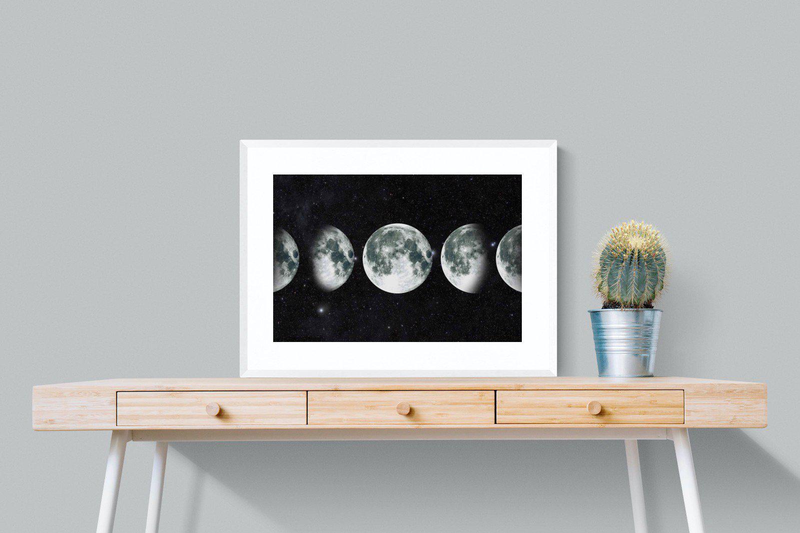 Moon Phases-Wall_Art-80 x 60cm-Framed Print-White-Pixalot