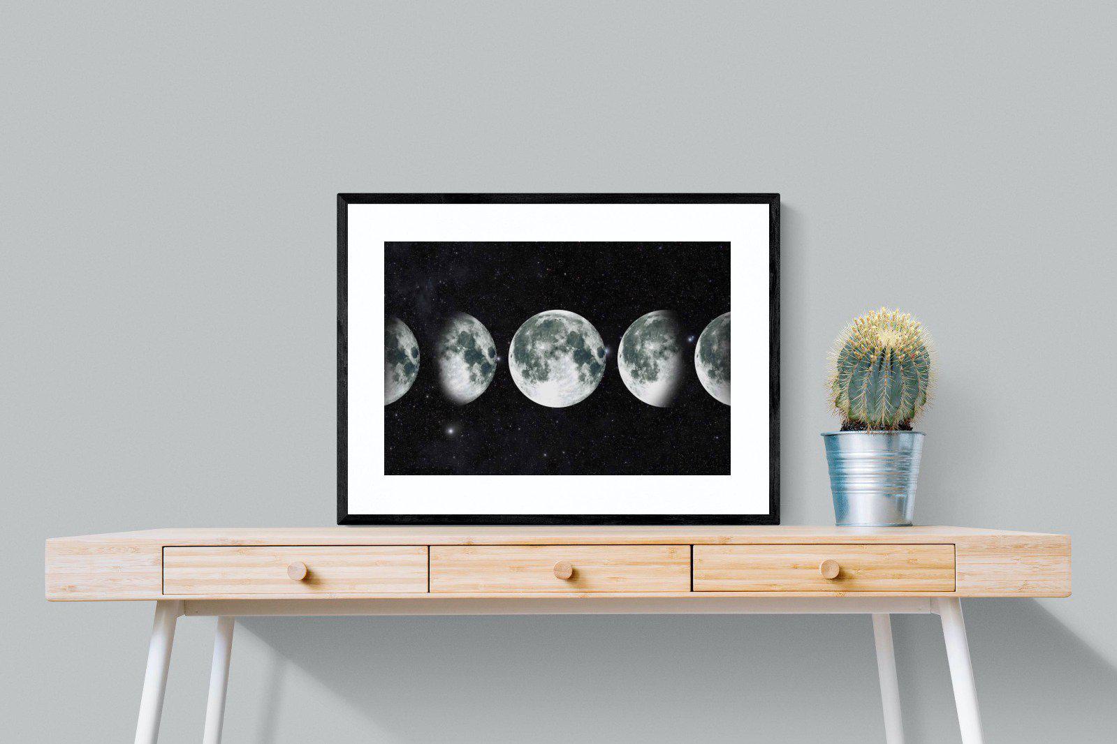 Moon Phases-Wall_Art-80 x 60cm-Framed Print-Black-Pixalot