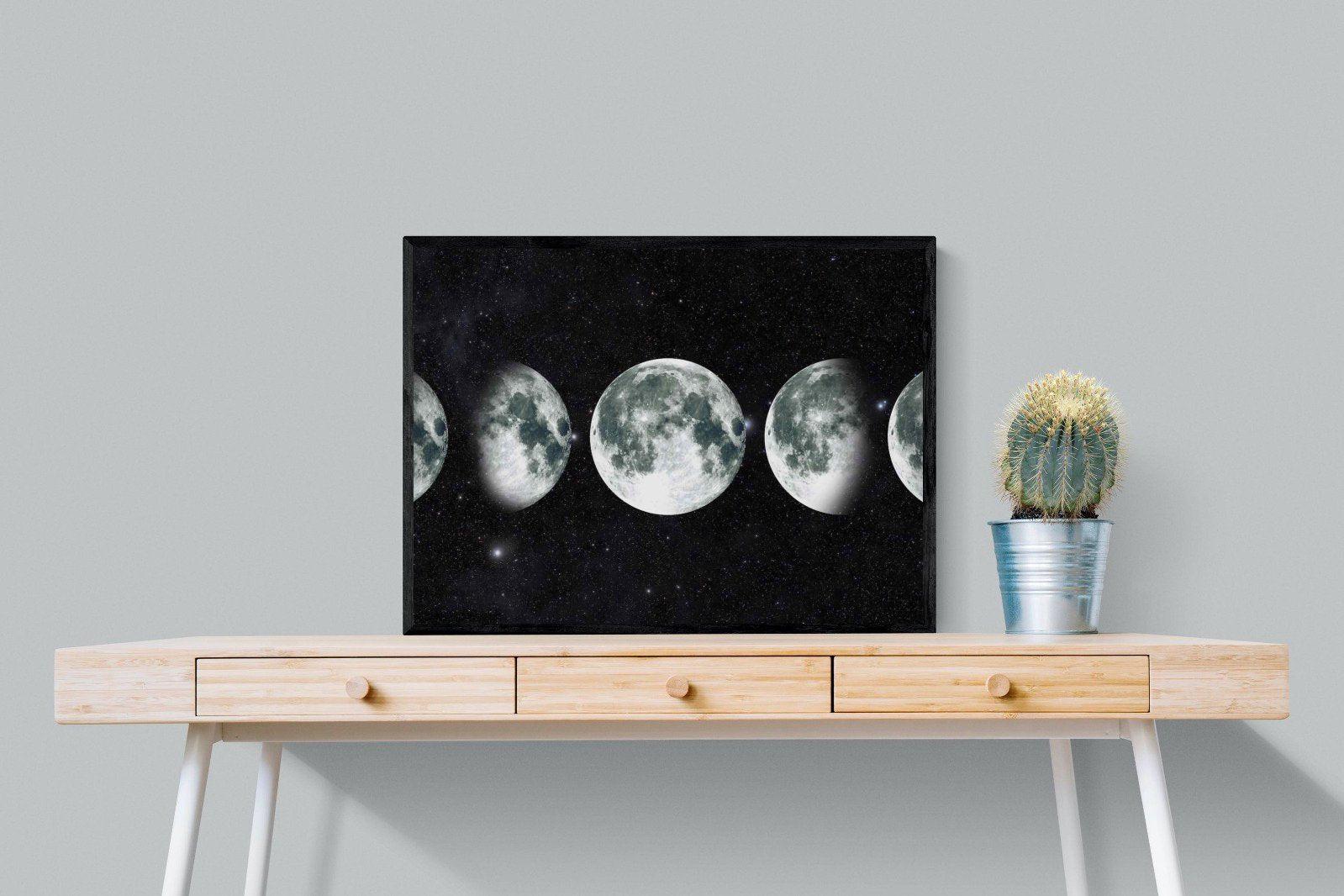 Moon Phases-Wall_Art-80 x 60cm-Mounted Canvas-Black-Pixalot