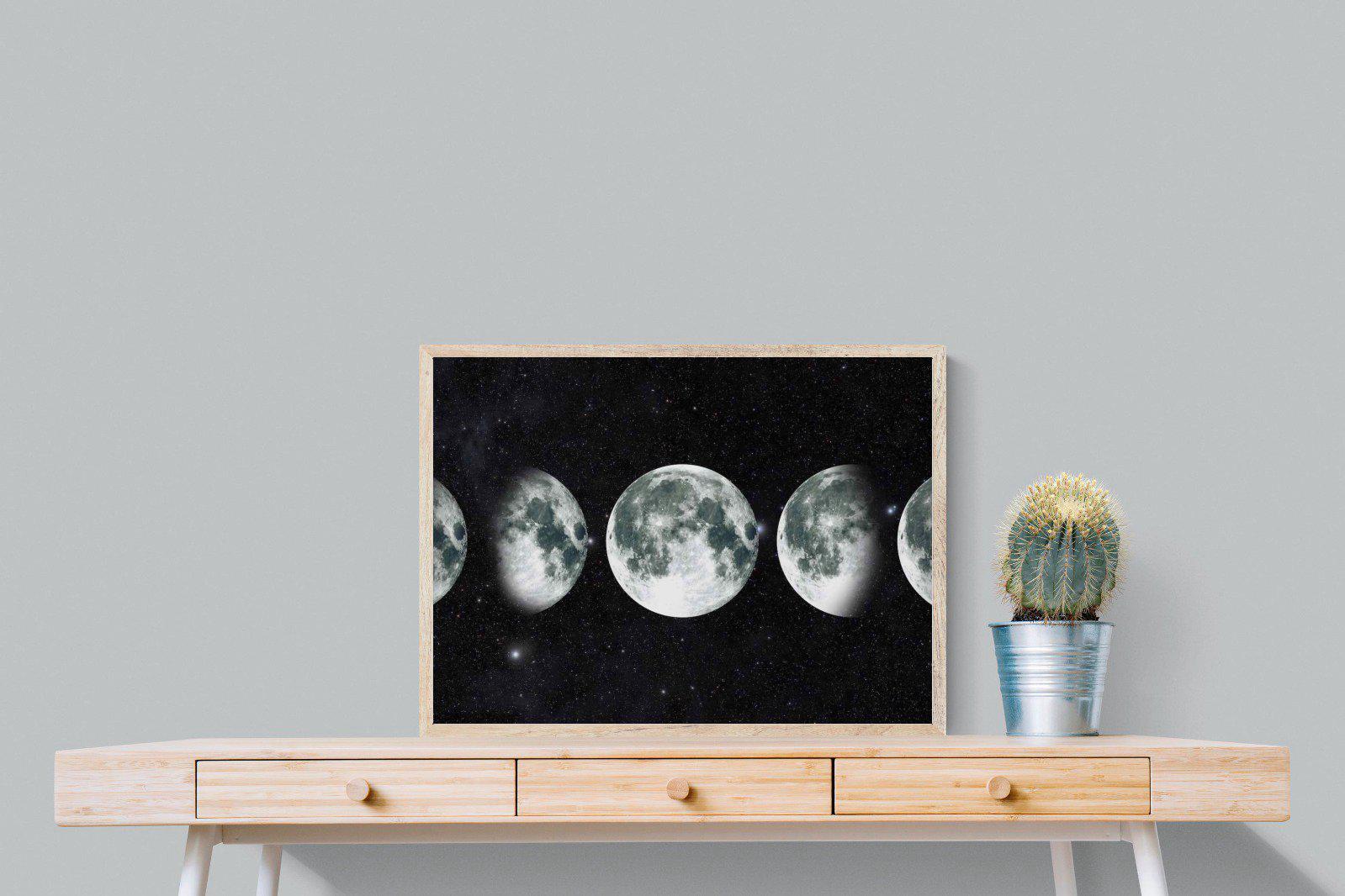 Moon Phases-Wall_Art-80 x 60cm-Mounted Canvas-Wood-Pixalot