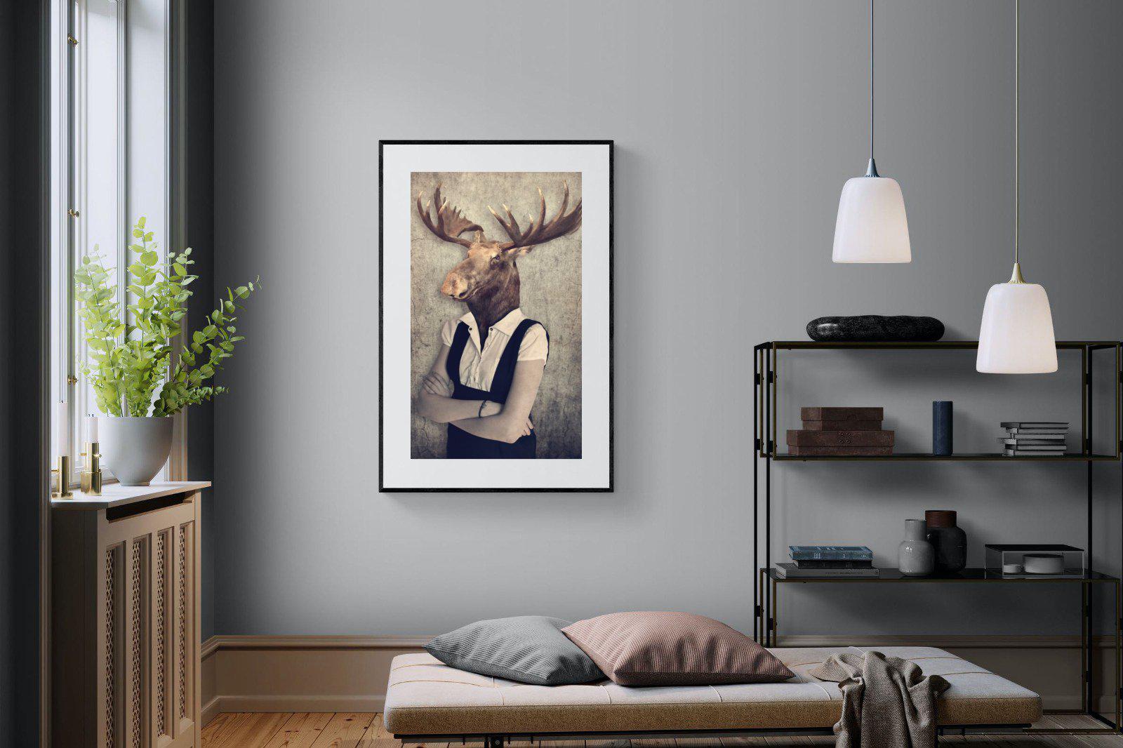 Moose Head-Wall_Art-100 x 150cm-Framed Print-Black-Pixalot