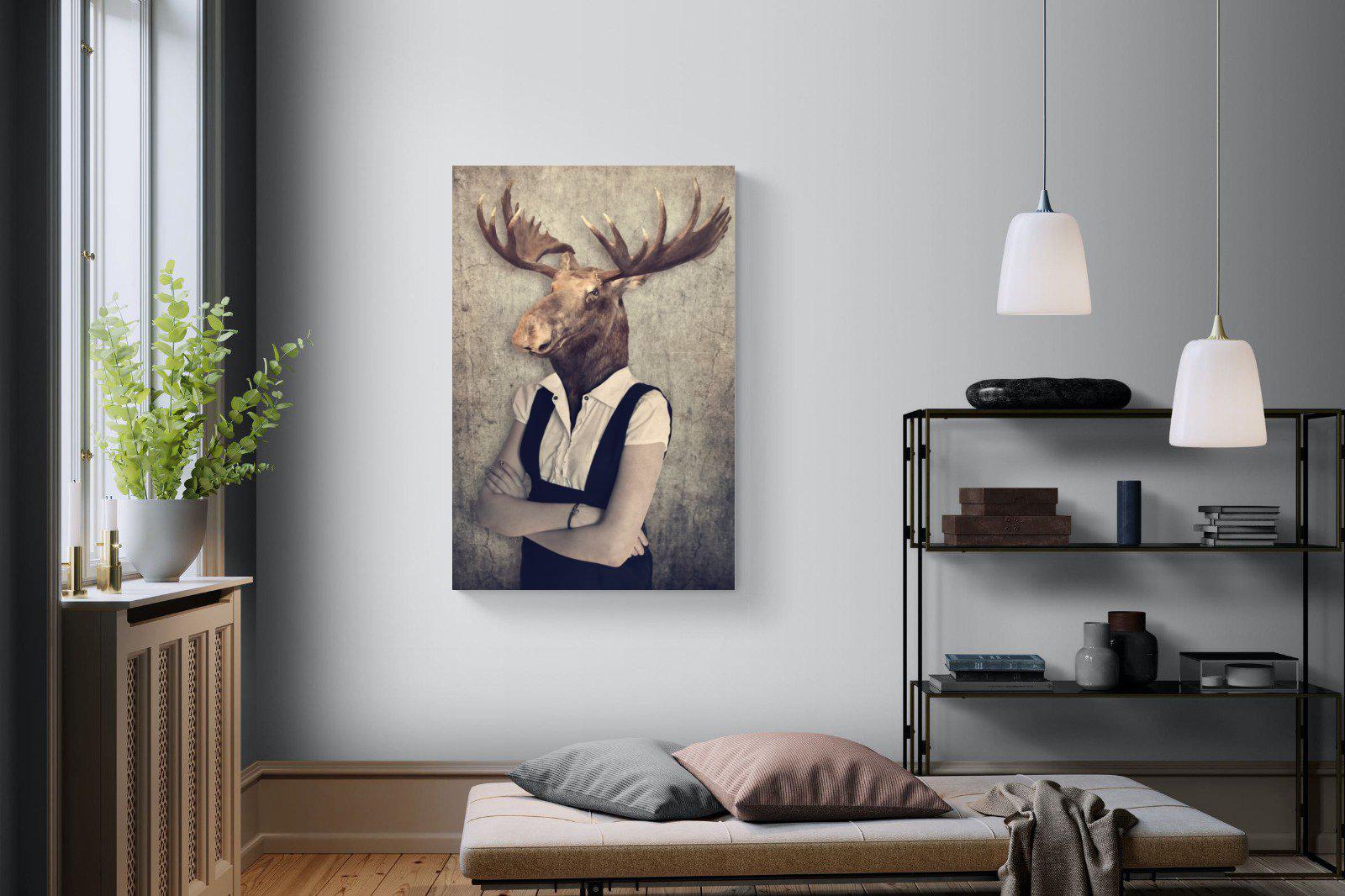 Moose Head-Wall_Art-100 x 150cm-Mounted Canvas-No Frame-Pixalot