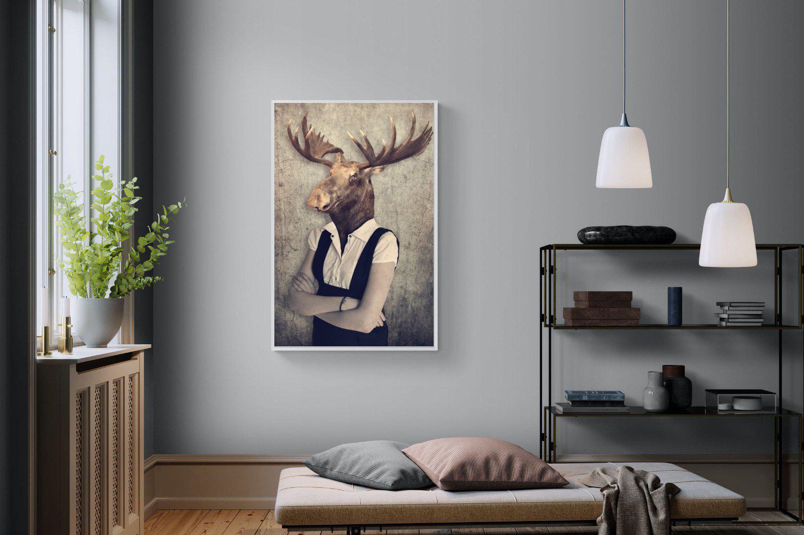 Moose Head-Wall_Art-100 x 150cm-Mounted Canvas-White-Pixalot