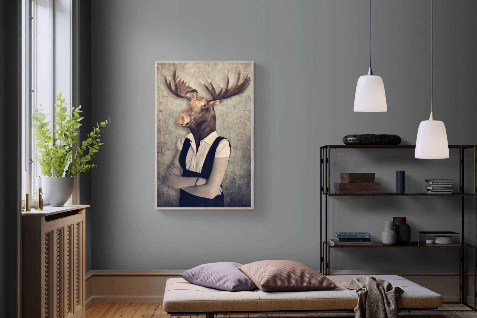Moose Head-Wall_Art-100 x 150cm-Mounted Canvas-Wood-Pixalot