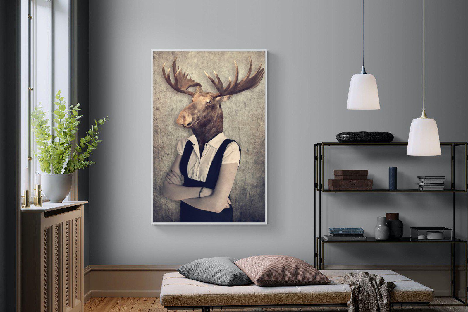 Moose Head-Wall_Art-120 x 180cm-Mounted Canvas-White-Pixalot