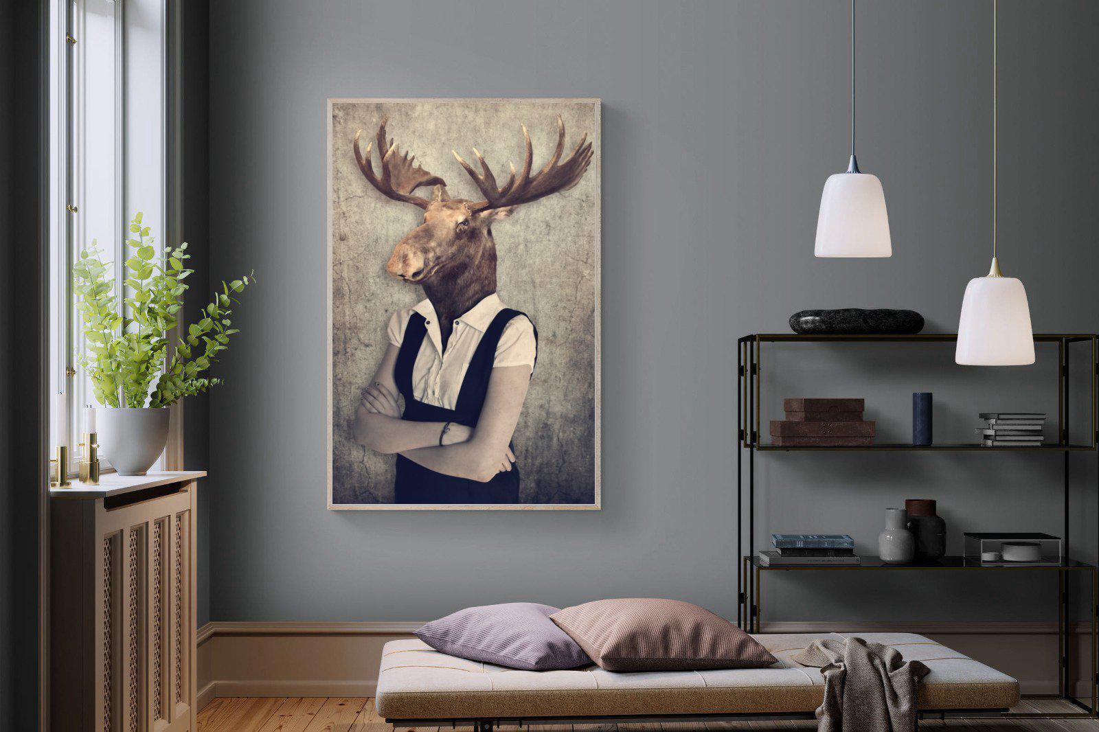Moose Head-Wall_Art-120 x 180cm-Mounted Canvas-Wood-Pixalot