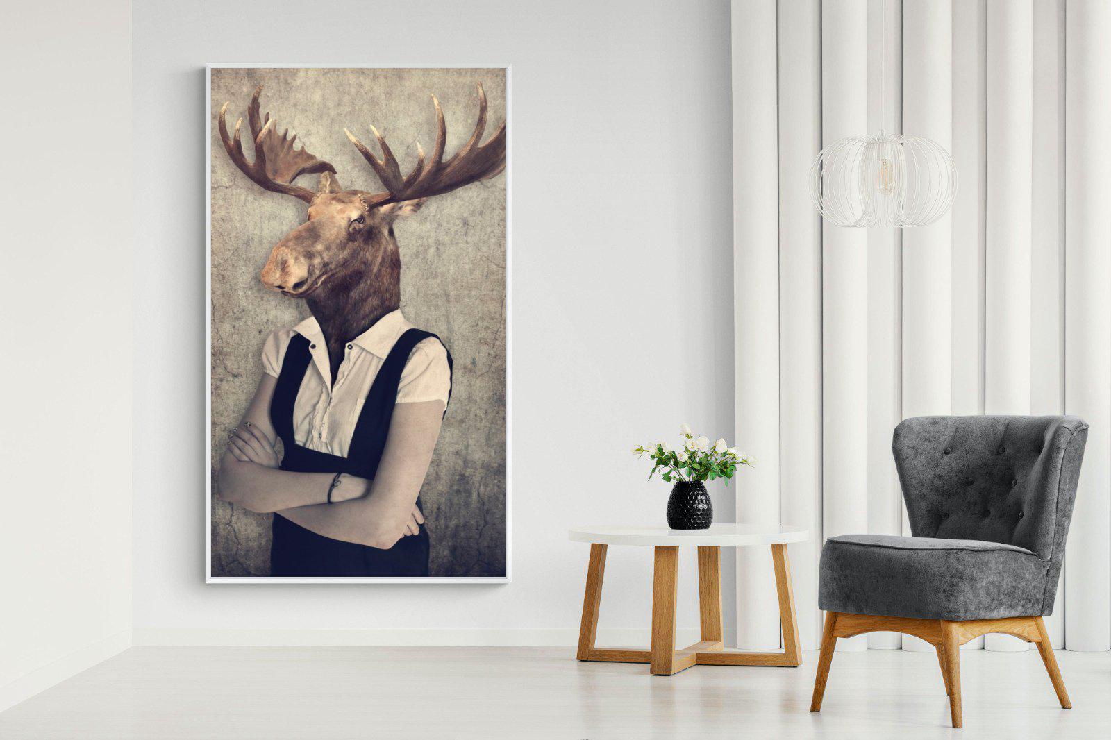 Moose Head-Wall_Art-130 x 220cm-Mounted Canvas-White-Pixalot