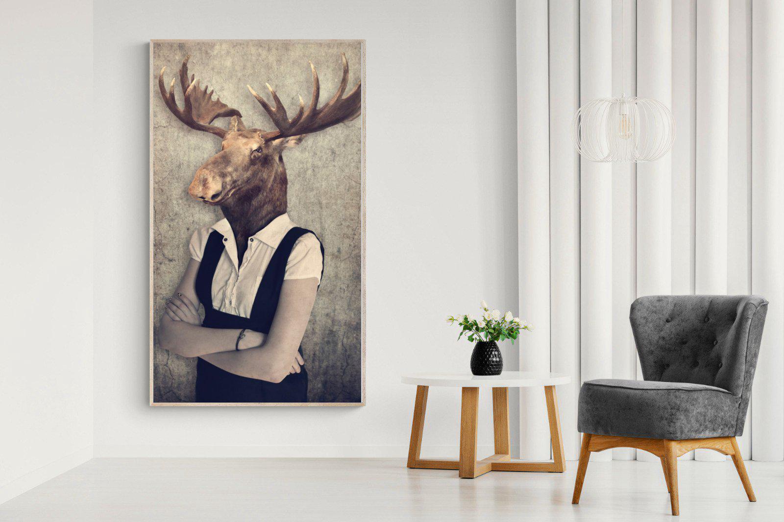 Moose Head-Wall_Art-130 x 220cm-Mounted Canvas-Wood-Pixalot