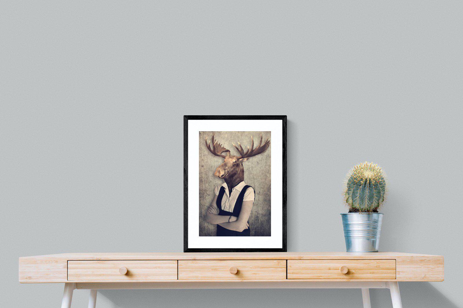 Moose Head-Wall_Art-45 x 60cm-Framed Print-Black-Pixalot