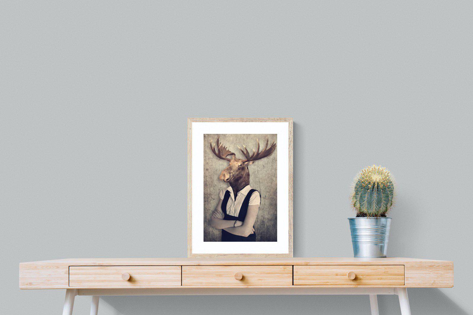 Moose Head-Wall_Art-45 x 60cm-Framed Print-Wood-Pixalot