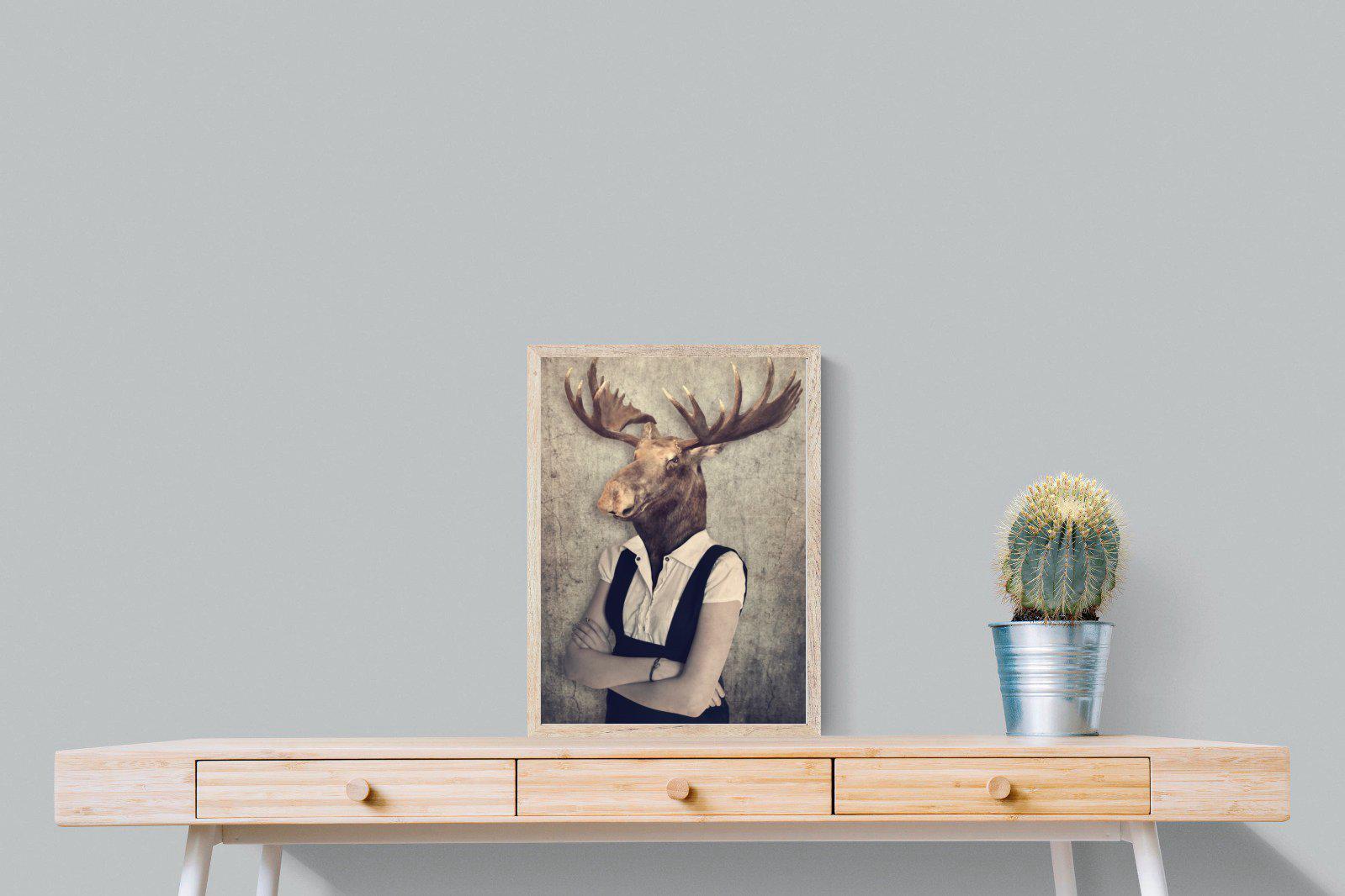 Moose Head-Wall_Art-45 x 60cm-Mounted Canvas-Wood-Pixalot