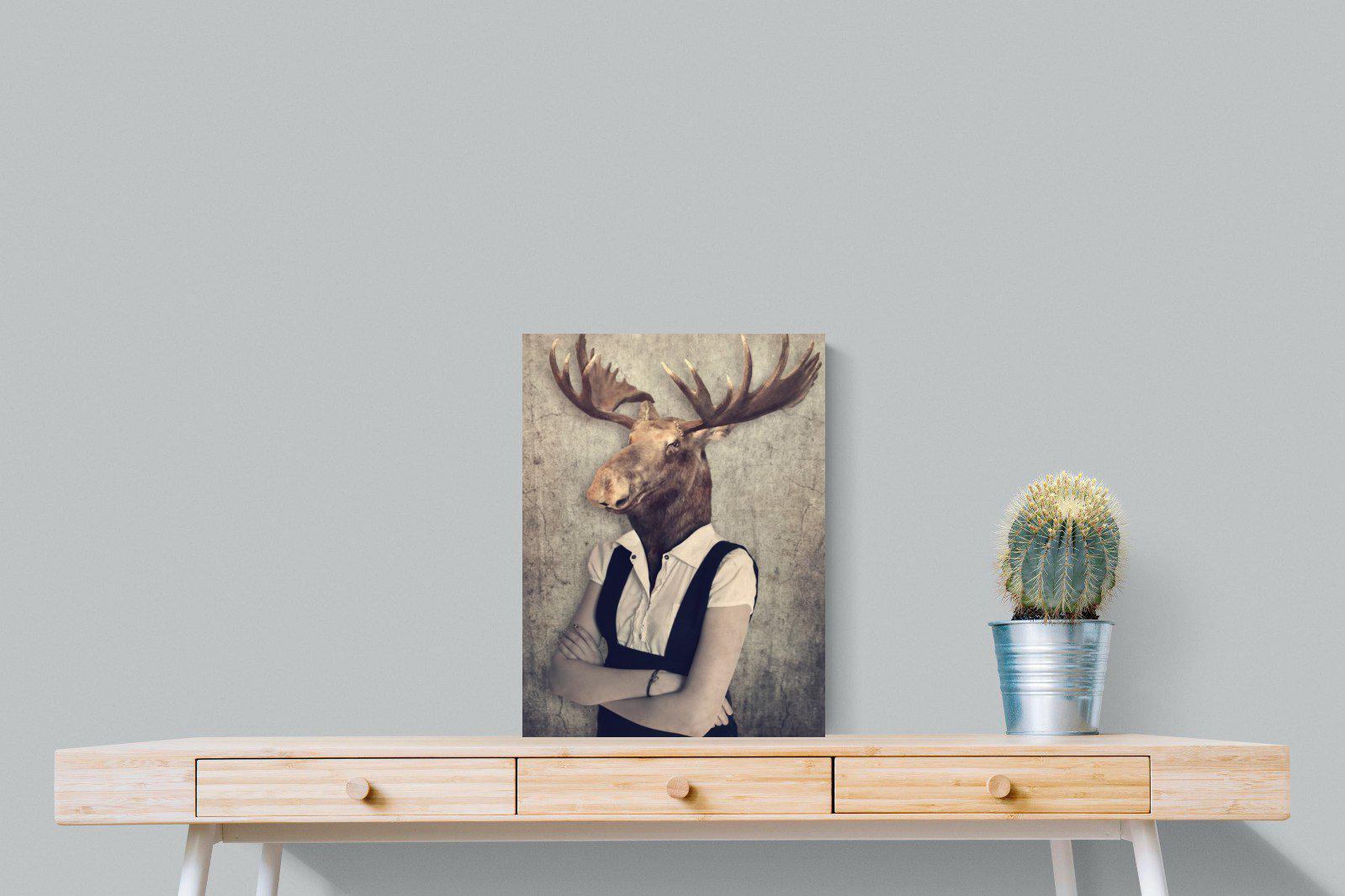 Moose Head-Wall_Art-45 x 60cm-Mounted Canvas-No Frame-Pixalot