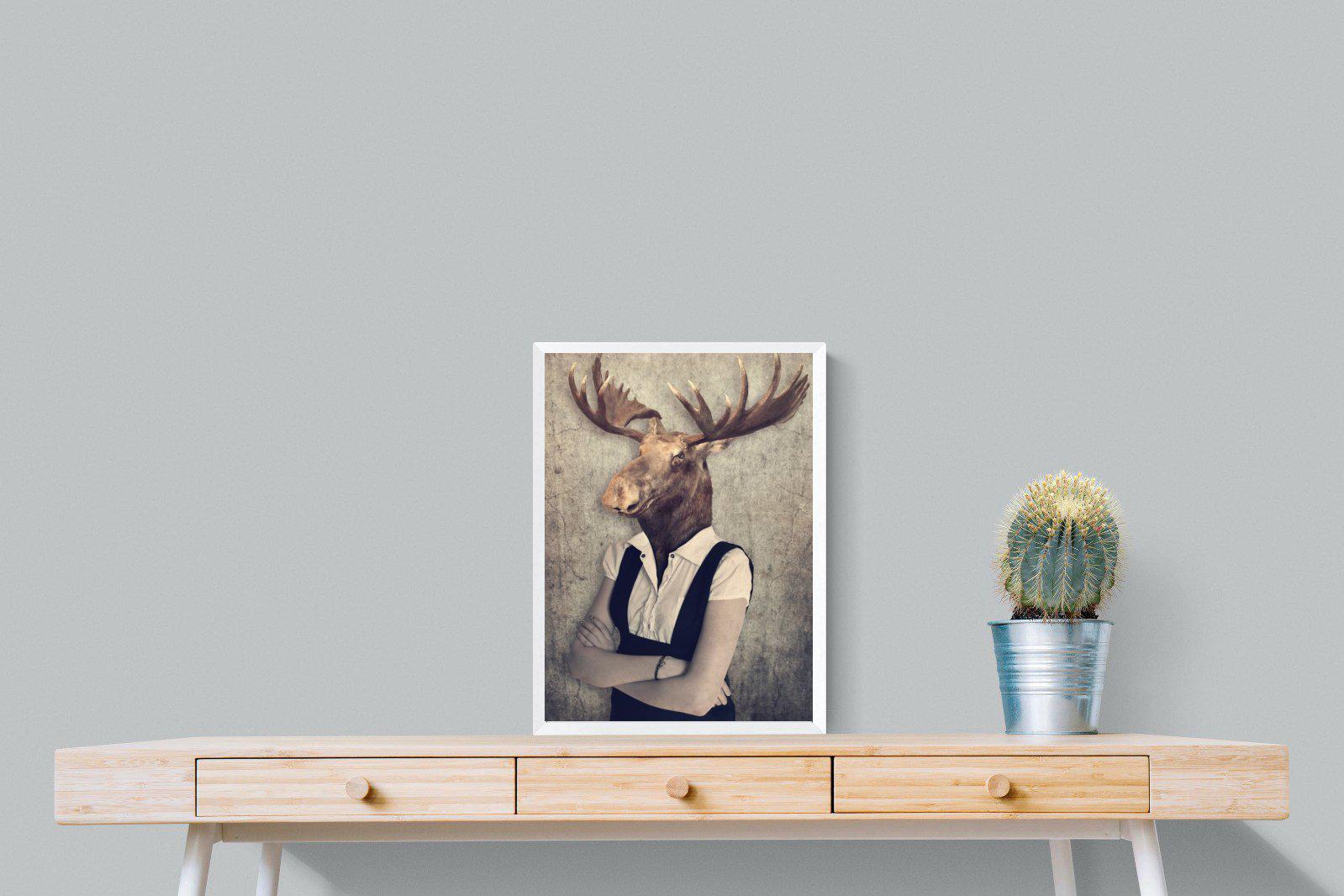 Moose Head-Wall_Art-45 x 60cm-Mounted Canvas-White-Pixalot