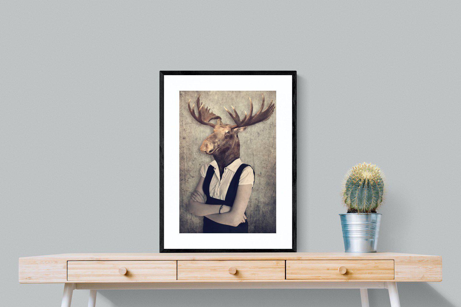 Moose Head-Wall_Art-60 x 80cm-Framed Print-Black-Pixalot