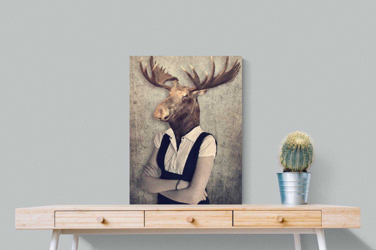 Moose Head-Wall_Art-60 x 80cm-Mounted Canvas-No Frame-Pixalot