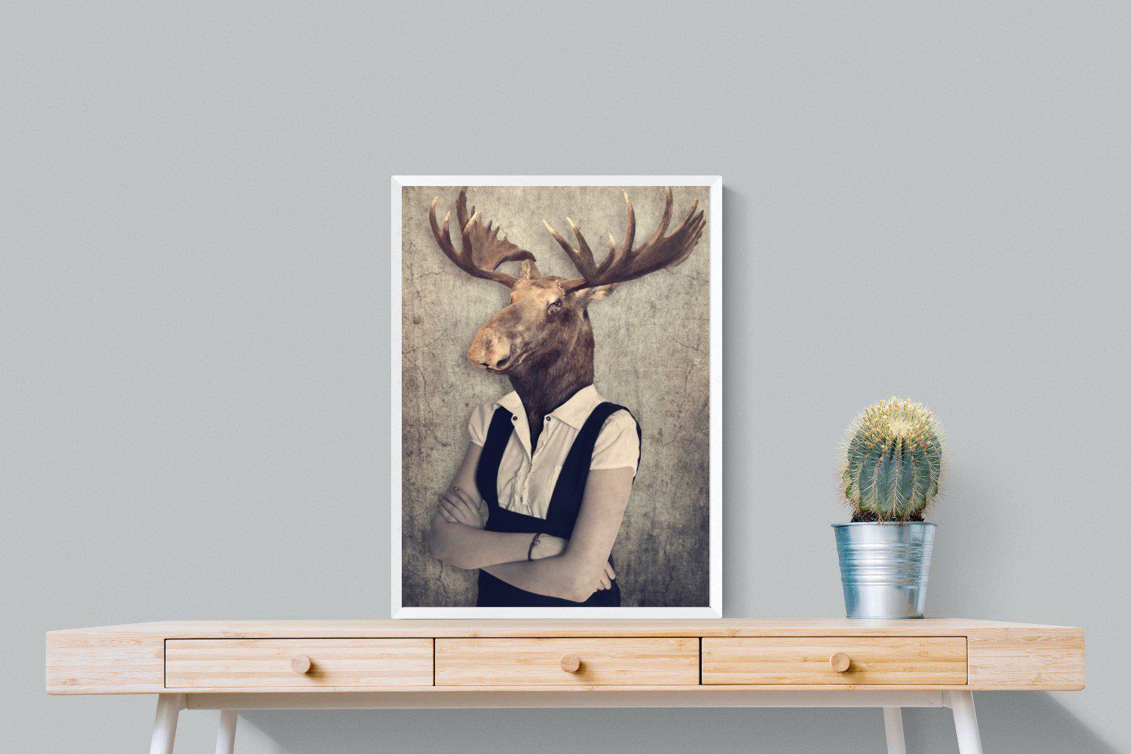 Moose Head-Wall_Art-60 x 80cm-Mounted Canvas-White-Pixalot