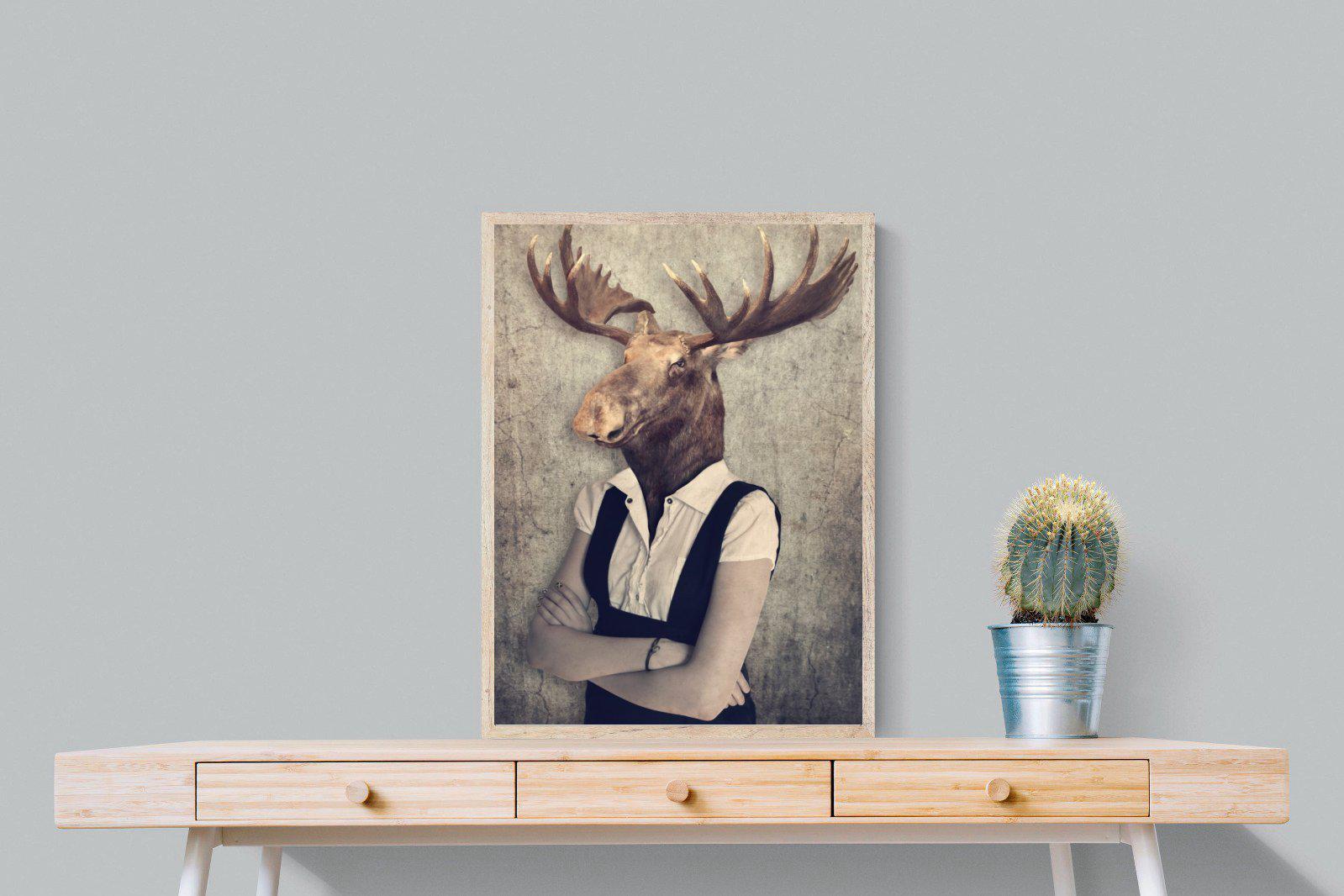 Moose Head-Wall_Art-60 x 80cm-Mounted Canvas-Wood-Pixalot
