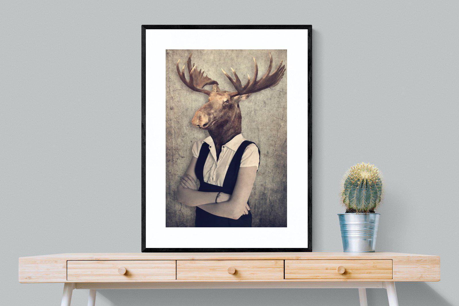 Moose Head-Wall_Art-75 x 100cm-Framed Print-Black-Pixalot