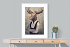 Moose Head-Wall_Art-75 x 100cm-Framed Print-White-Pixalot