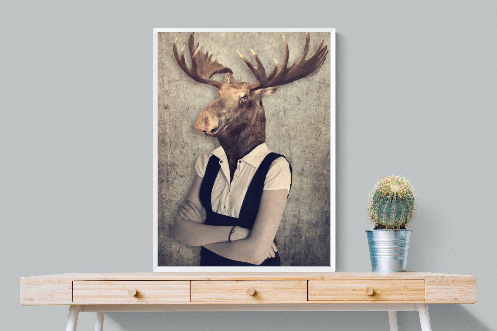 Moose Head-Wall_Art-75 x 100cm-Mounted Canvas-White-Pixalot