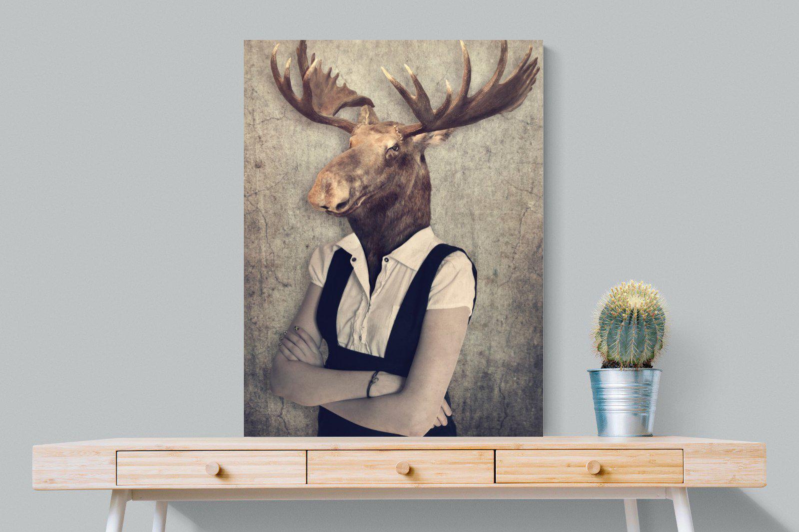 Moose Head-Wall_Art-75 x 100cm-Mounted Canvas-No Frame-Pixalot