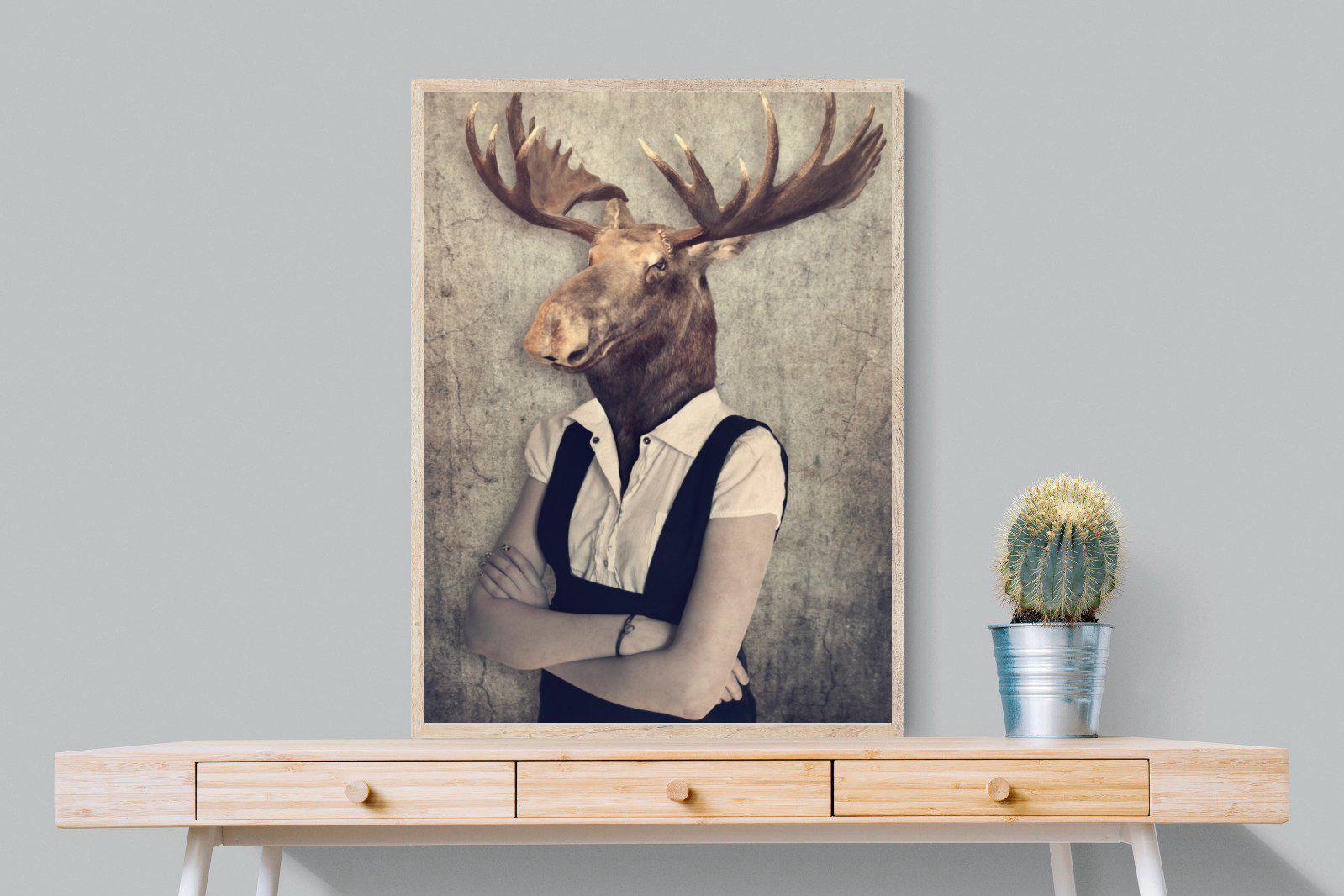 Moose Head-Wall_Art-75 x 100cm-Mounted Canvas-Wood-Pixalot