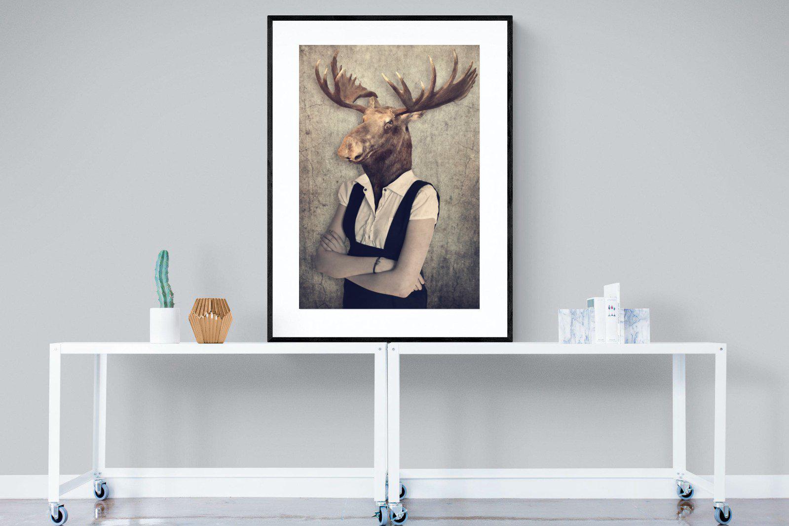 Moose Head-Wall_Art-90 x 120cm-Framed Print-Black-Pixalot