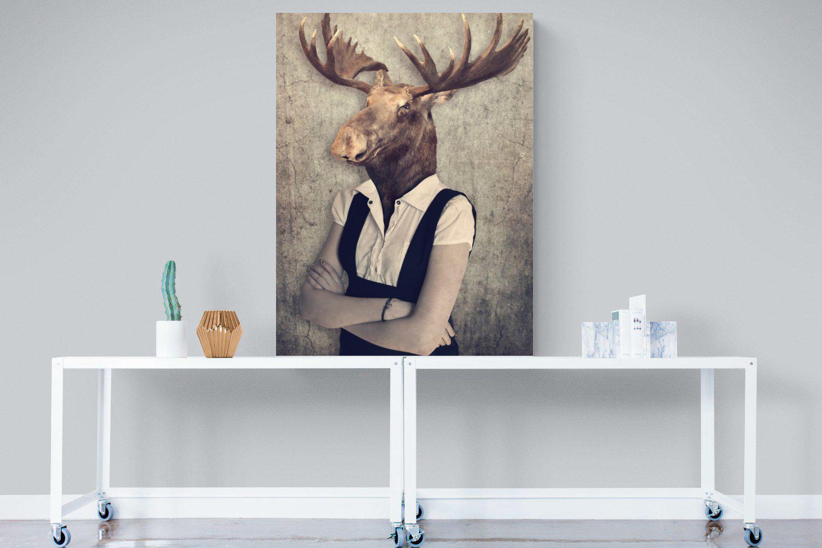 Moose Head-Wall_Art-90 x 120cm-Mounted Canvas-No Frame-Pixalot