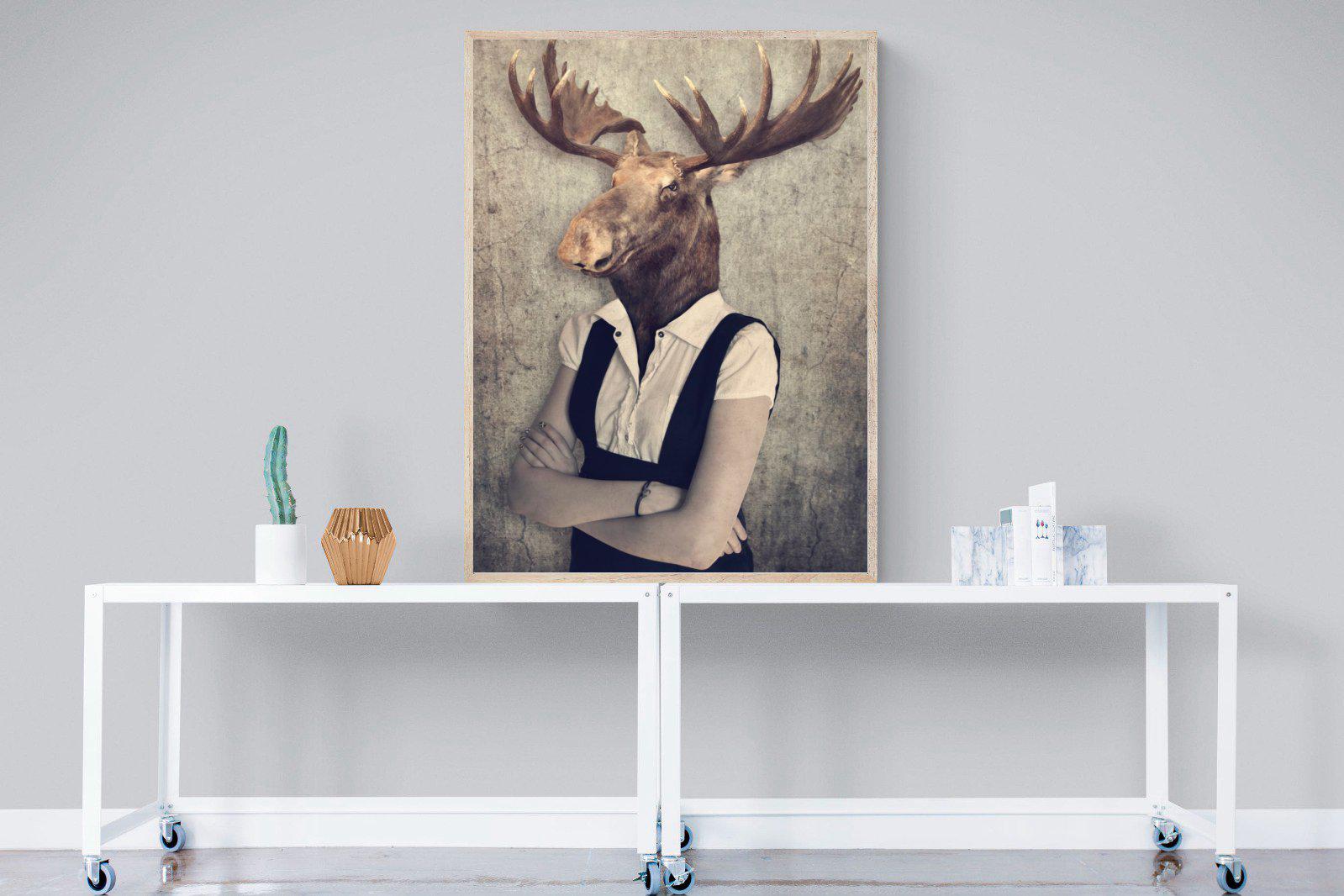 Moose Head-Wall_Art-90 x 120cm-Mounted Canvas-Wood-Pixalot
