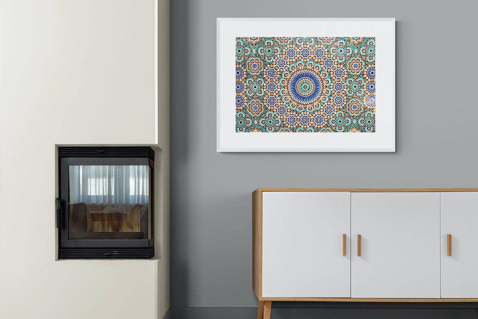 Moroccan Tiles-Wall_Art-100 x 75cm-Framed Print-White-Pixalot