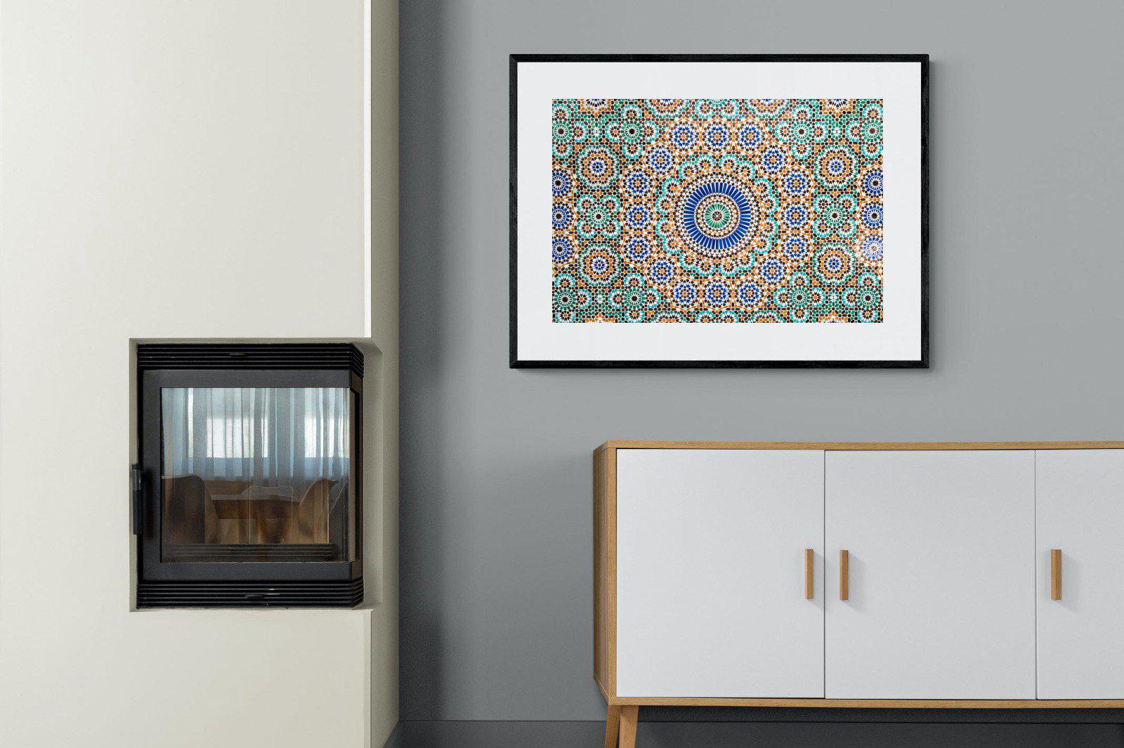 Moroccan Tiles-Wall_Art-100 x 75cm-Framed Print-Black-Pixalot