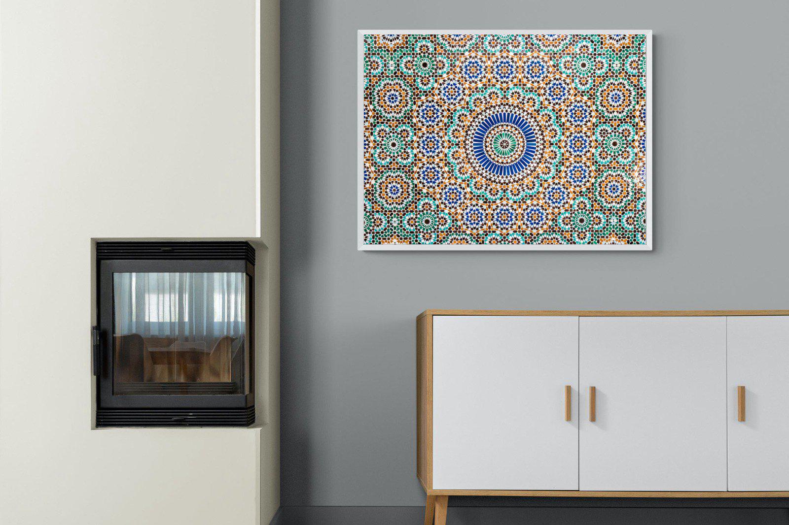 Moroccan Tiles-Wall_Art-100 x 75cm-Mounted Canvas-White-Pixalot