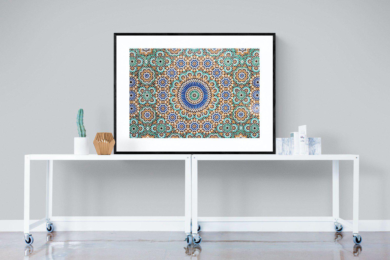 Moroccan Tiles-Wall_Art-120 x 90cm-Framed Print-Black-Pixalot
