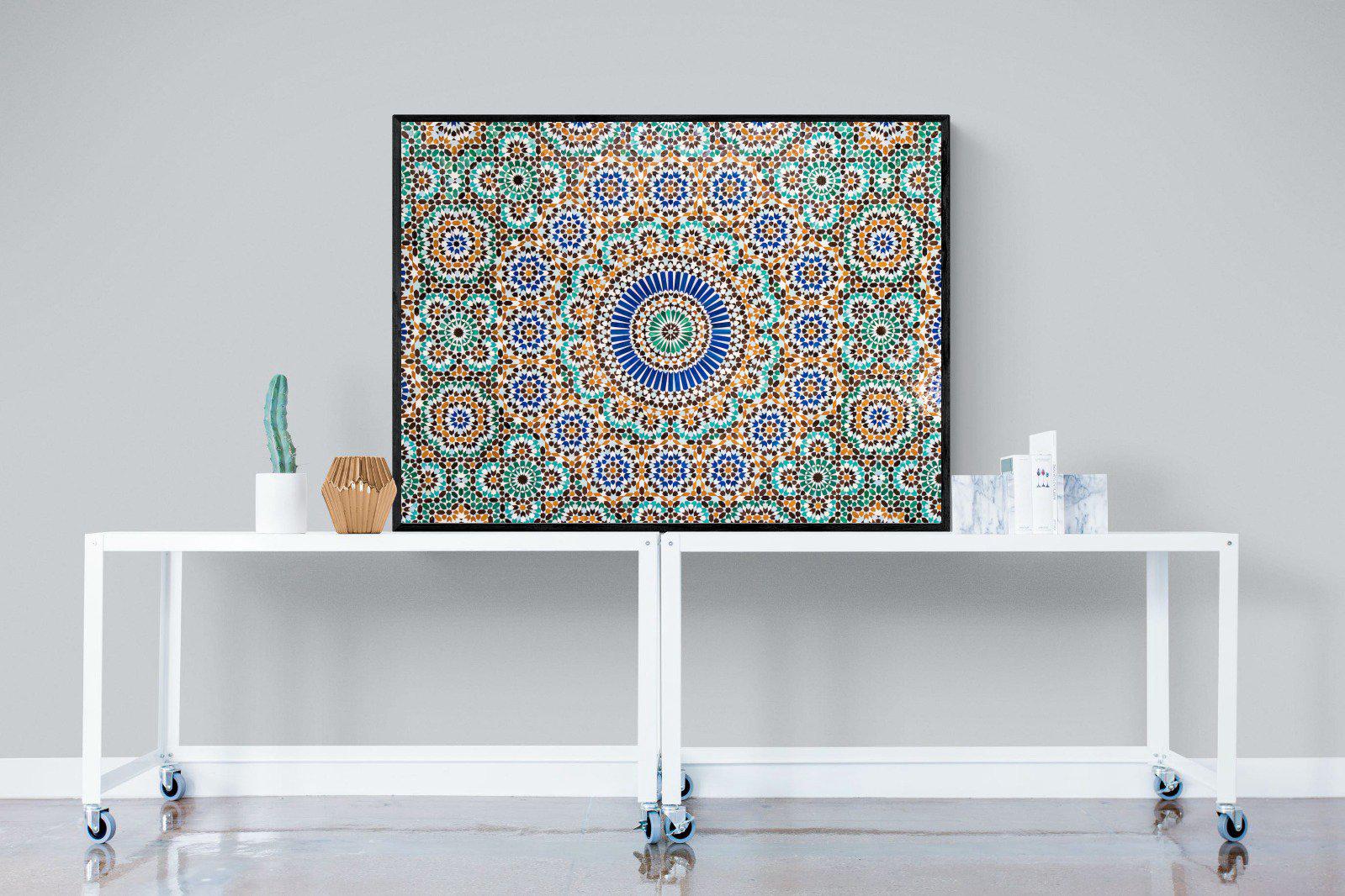 Moroccan Tiles-Wall_Art-120 x 90cm-Mounted Canvas-Black-Pixalot
