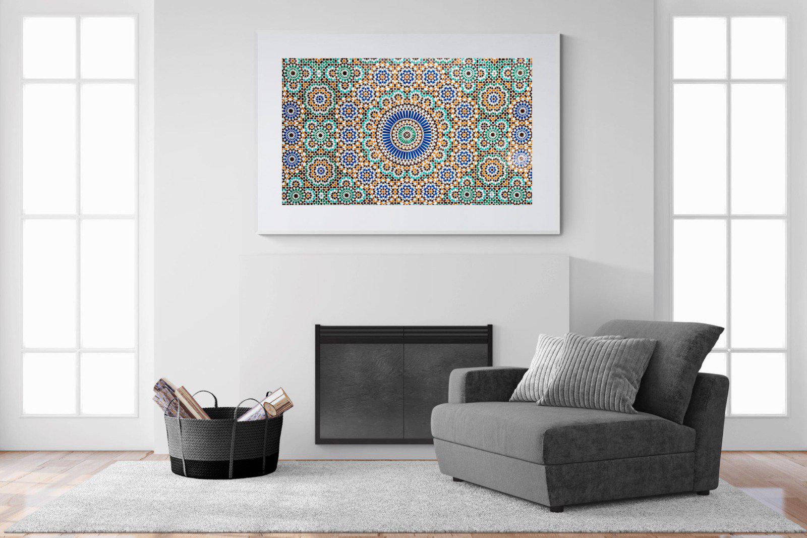 Moroccan Tiles-Wall_Art-150 x 100cm-Framed Print-White-Pixalot