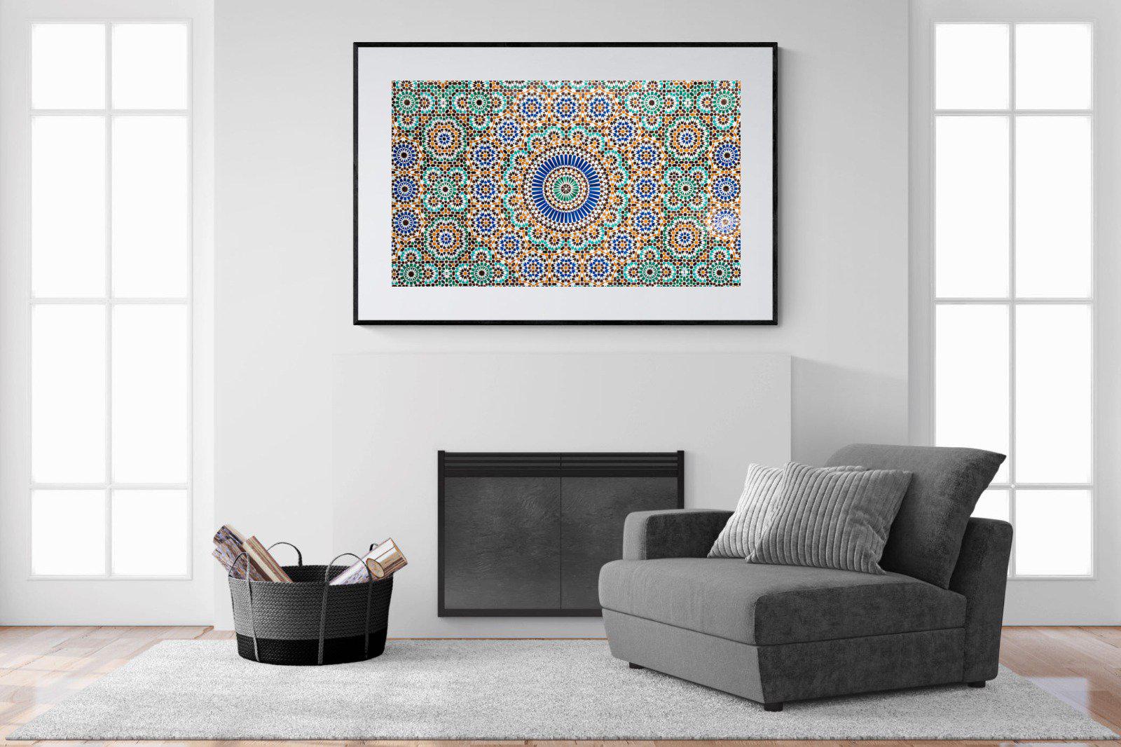 Moroccan Tiles-Wall_Art-150 x 100cm-Framed Print-Black-Pixalot