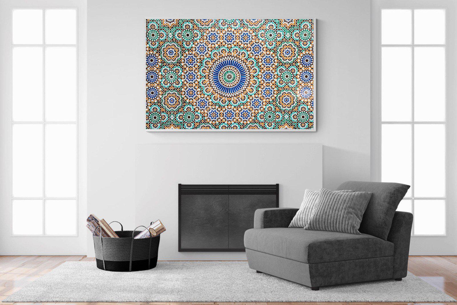 Moroccan Tiles-Wall_Art-150 x 100cm-Mounted Canvas-White-Pixalot