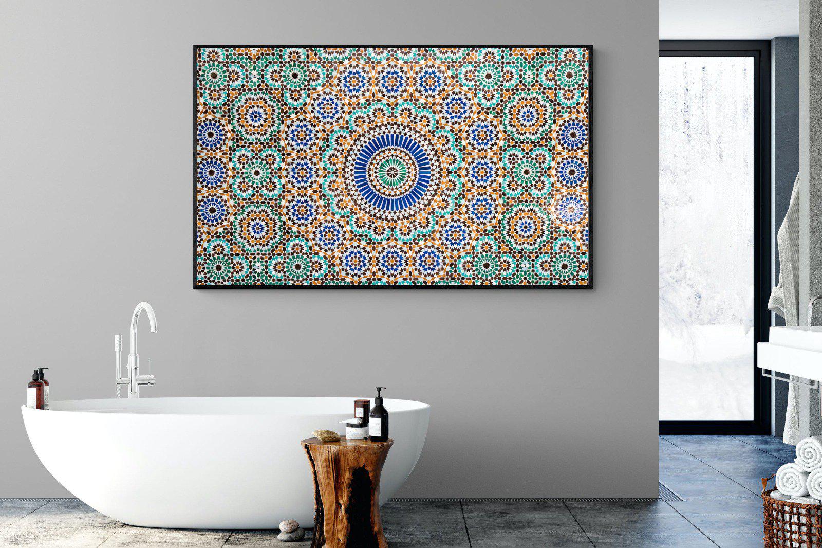 Moroccan Tiles-Wall_Art-180 x 110cm-Mounted Canvas-Black-Pixalot