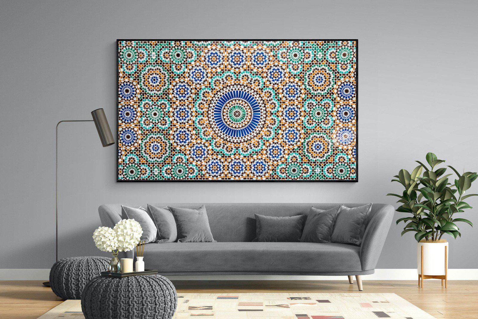 Moroccan Tiles-Wall_Art-220 x 130cm-Mounted Canvas-Black-Pixalot