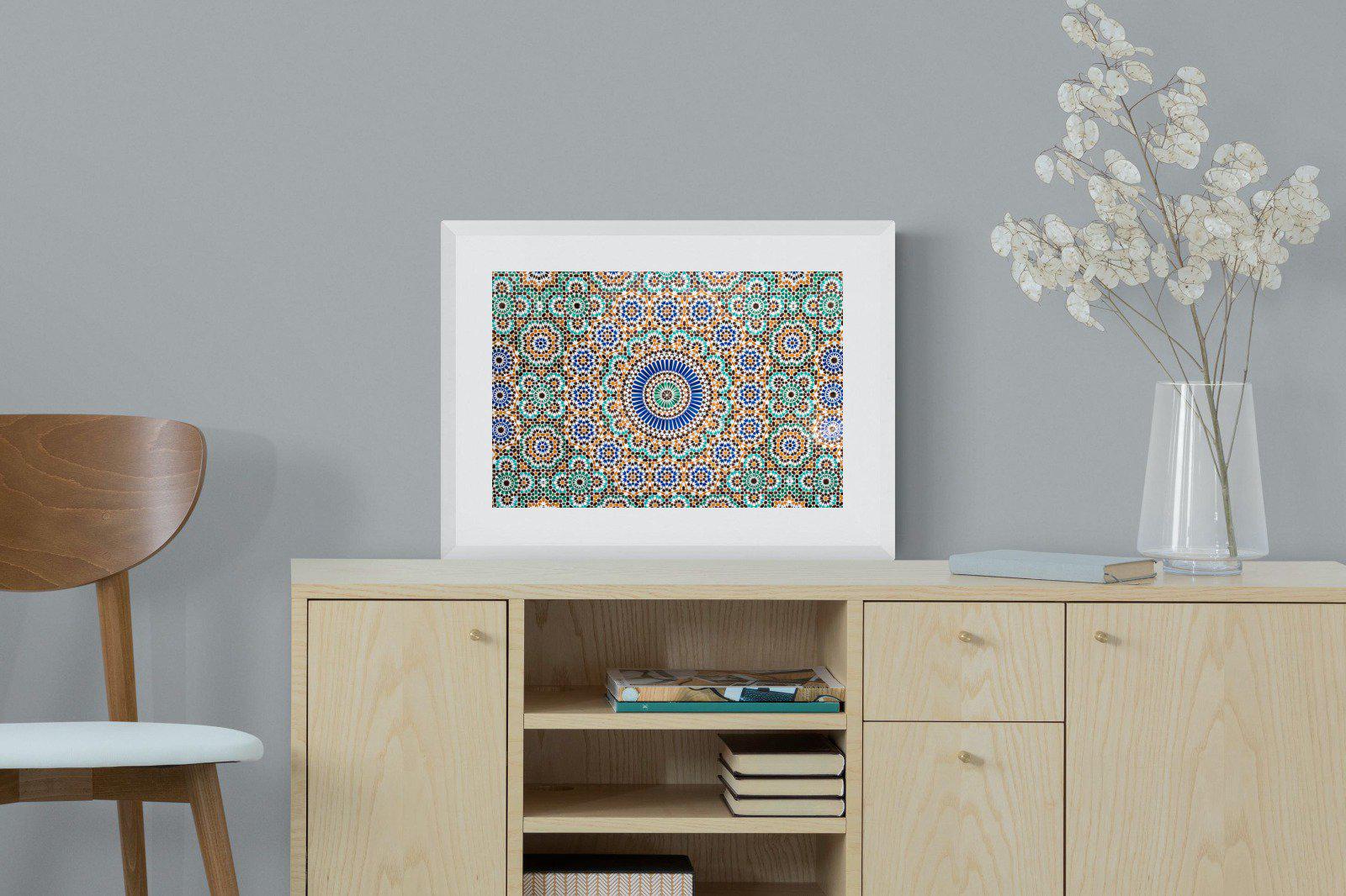 Moroccan Tiles-Wall_Art-60 x 45cm-Framed Print-White-Pixalot