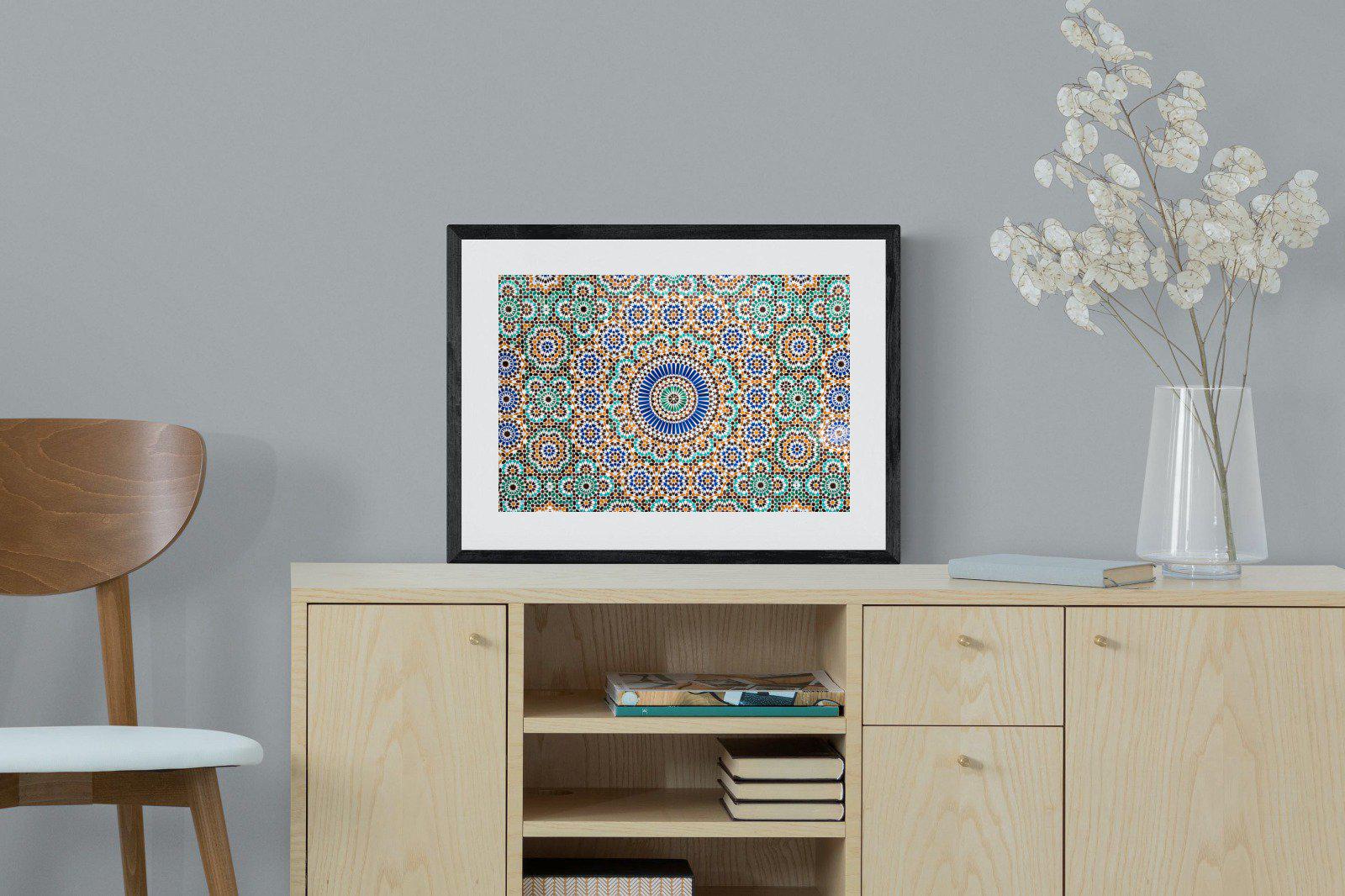 Moroccan Tiles-Wall_Art-60 x 45cm-Framed Print-Black-Pixalot