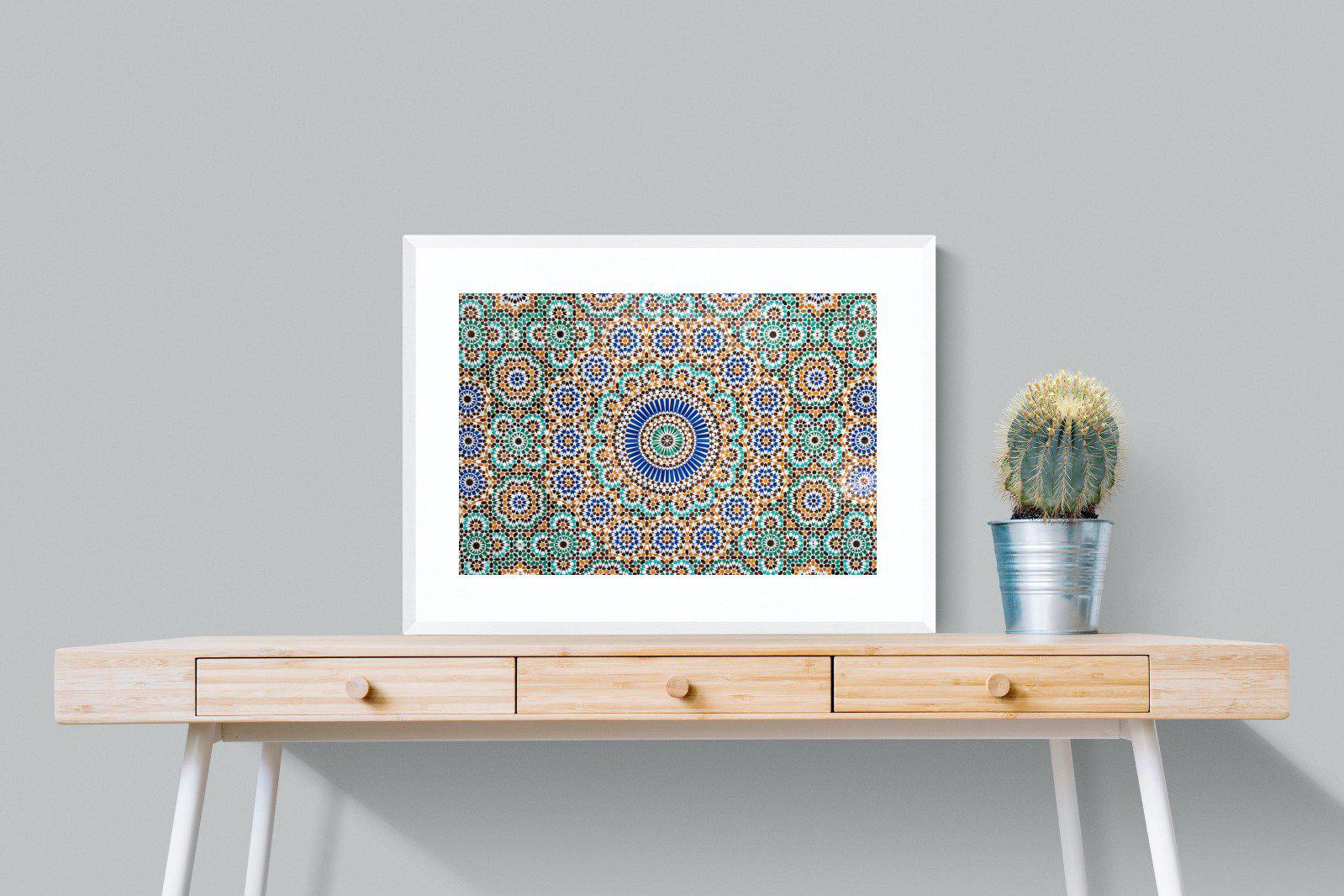 Moroccan Tiles-Wall_Art-80 x 60cm-Framed Print-White-Pixalot