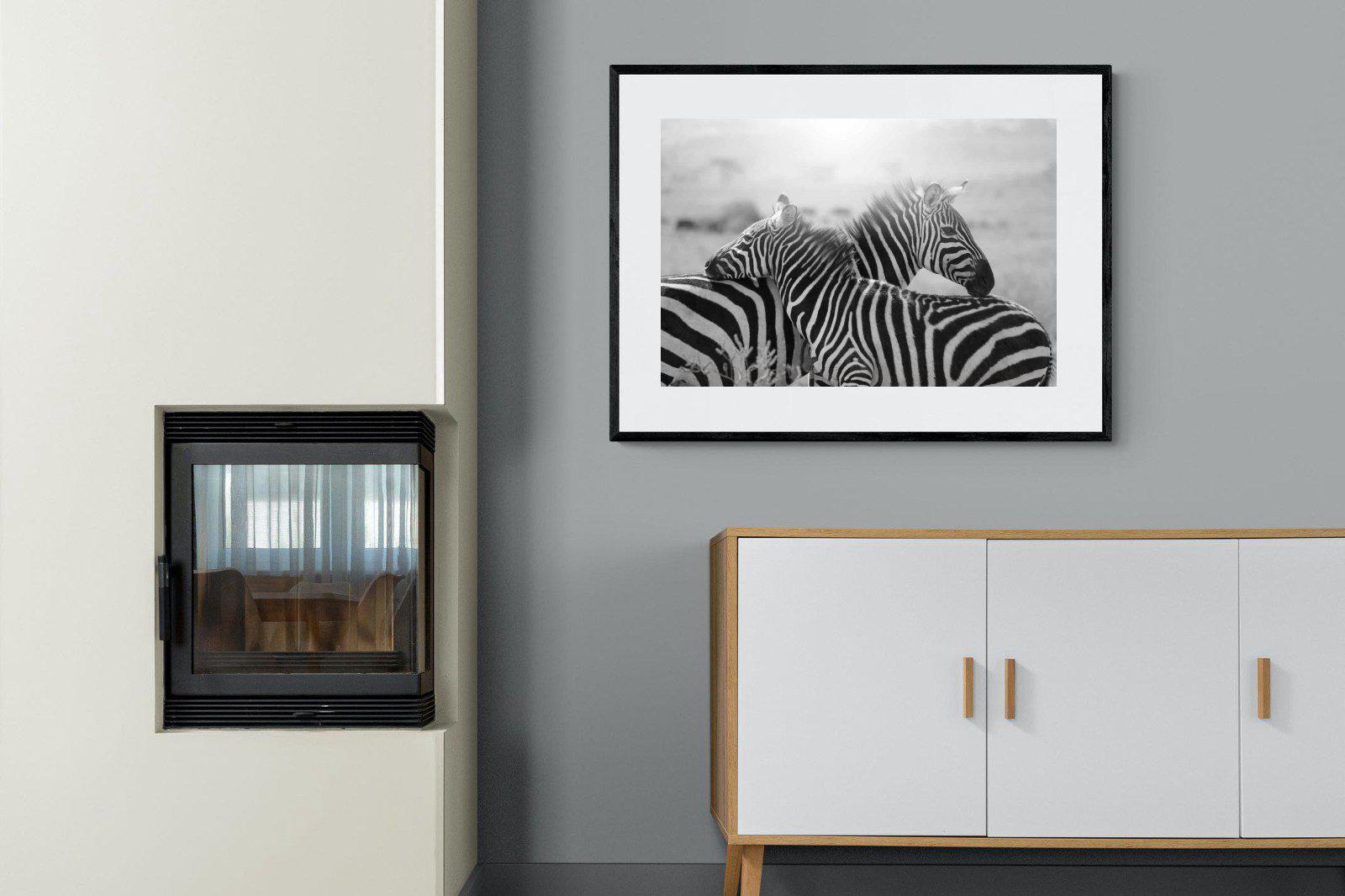 Mother & Foal-Wall_Art-100 x 75cm-Framed Print-Black-Pixalot