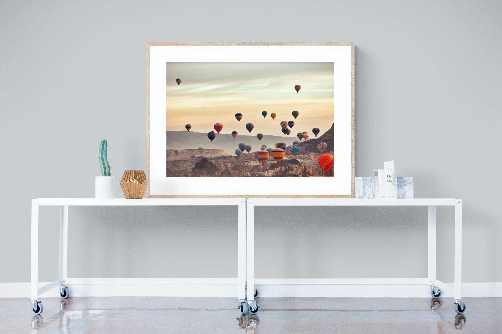 Mountain Balloons-Wall_Art-120 x 90cm-Framed Print-Wood-Pixalot