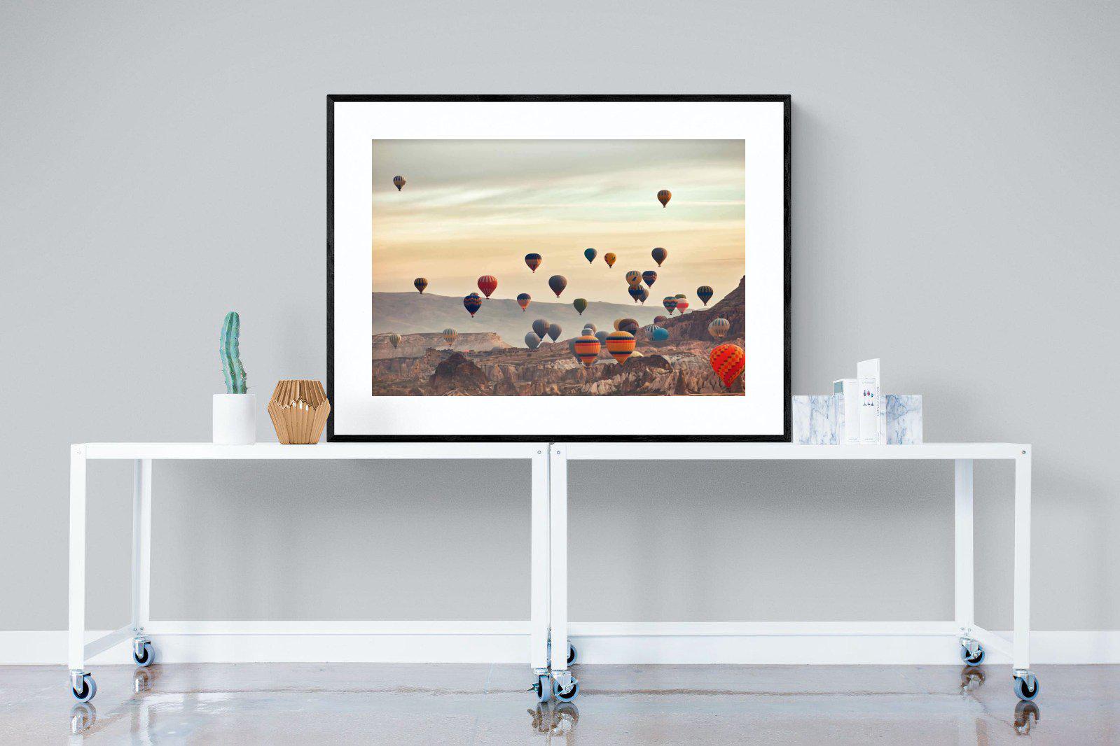 Mountain Balloons-Wall_Art-120 x 90cm-Framed Print-Black-Pixalot